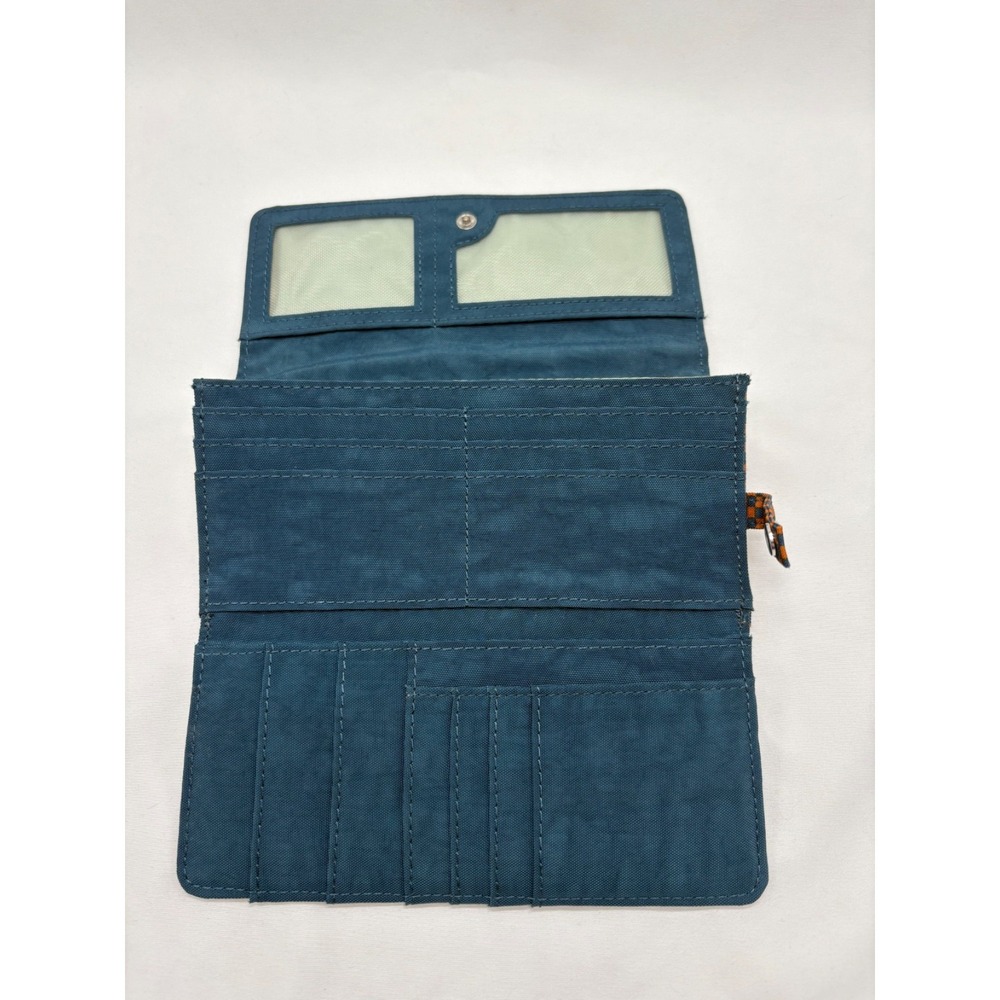 Kipling Brownie Organizer Wallet Trifold 7.5" x 4" Brown Blue‎ Checkerboard - Picture 5 of 10